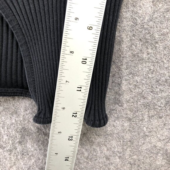 Zara Cropped Cardigan Womens S Black Metal Closure Ribbed Long Sleeve Fitted - Picture 8 of 8